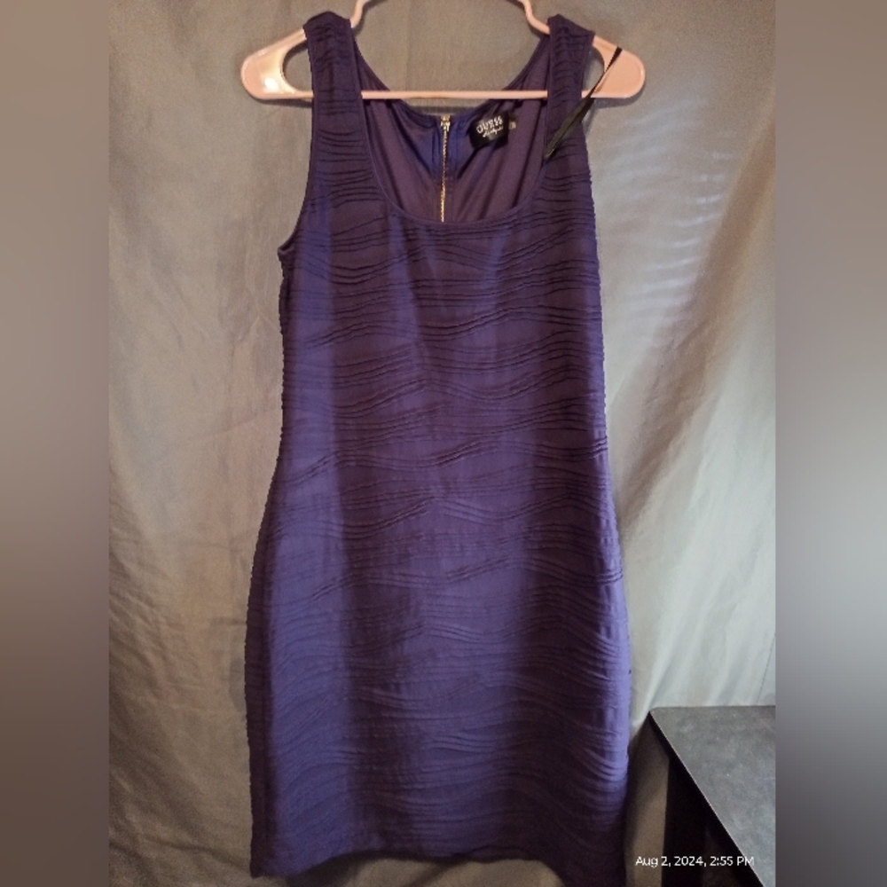 Guess purple pattern sleeveless dress with gold zipper